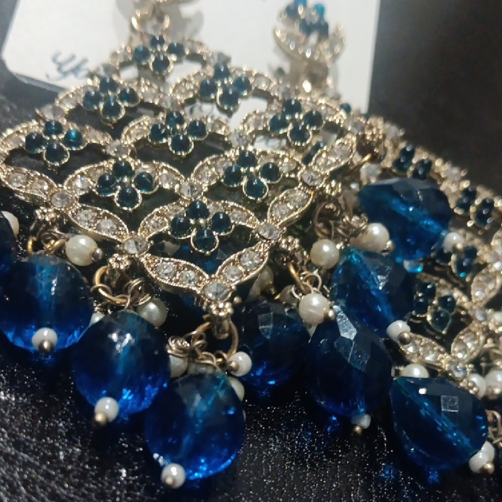 Elegant Blue and Gold Earrings